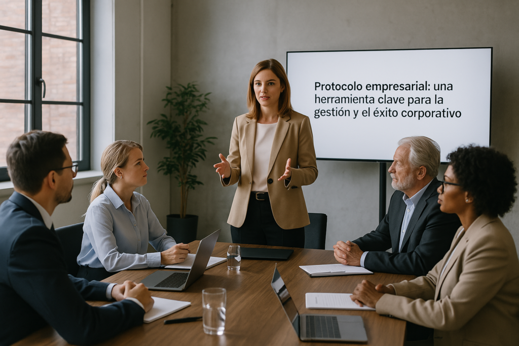 Reunión personas protocolo empresarial